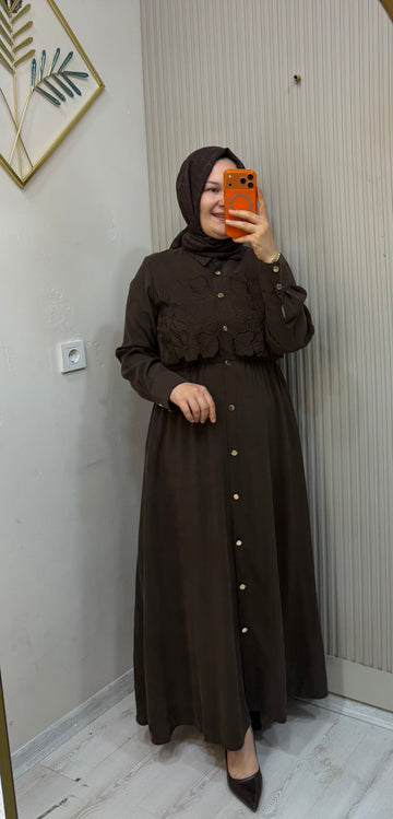 3130 Kahverengi elbise