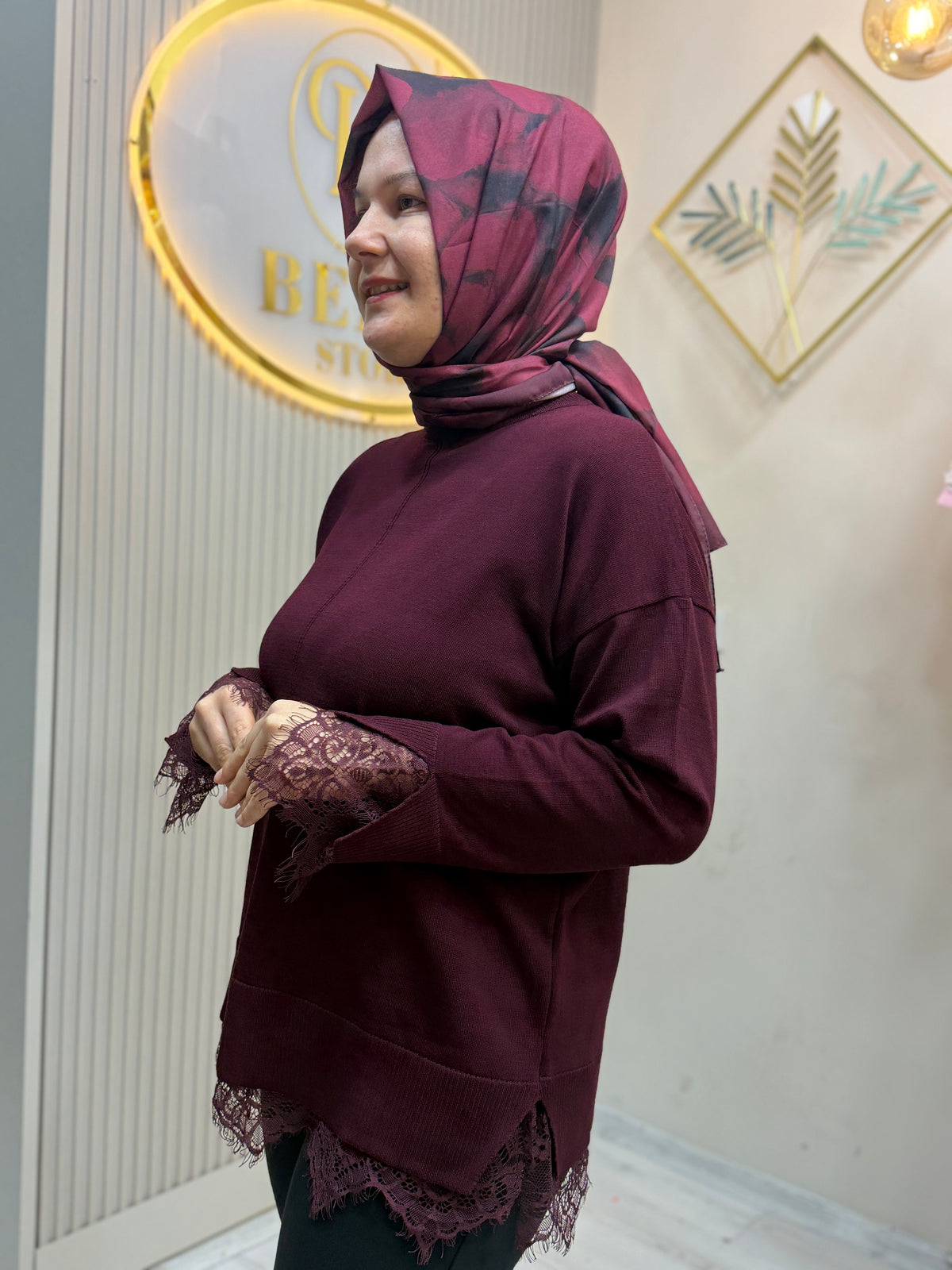 DANTELLİ BORDO TUNİK