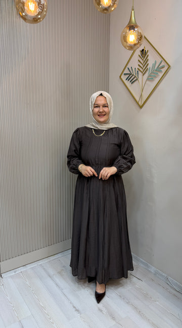 3076 KAHVERENGİ ELBİSE